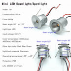 IP65 Mini LED Recessed Spotlight 1W DC 12V 95lm 60 or 120 Degree 25mm Cutout Dimmable Aluminum Silver Warm White Natural White Cool White Cabinet Stair