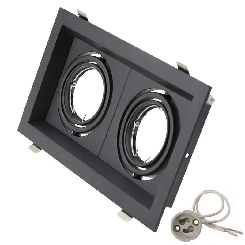 Square GU10 MR16 Recessed Downlight Frame Bracket Single Double Triple Ring Adjustable
