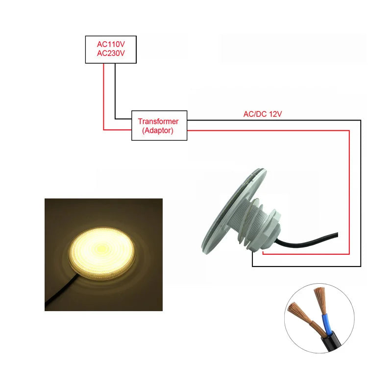 LED Pool Light 25W 30W 42W 50W 60W IP68 Resin-Filled 12V AC/DC RGB Warm Cool White 2-Inch