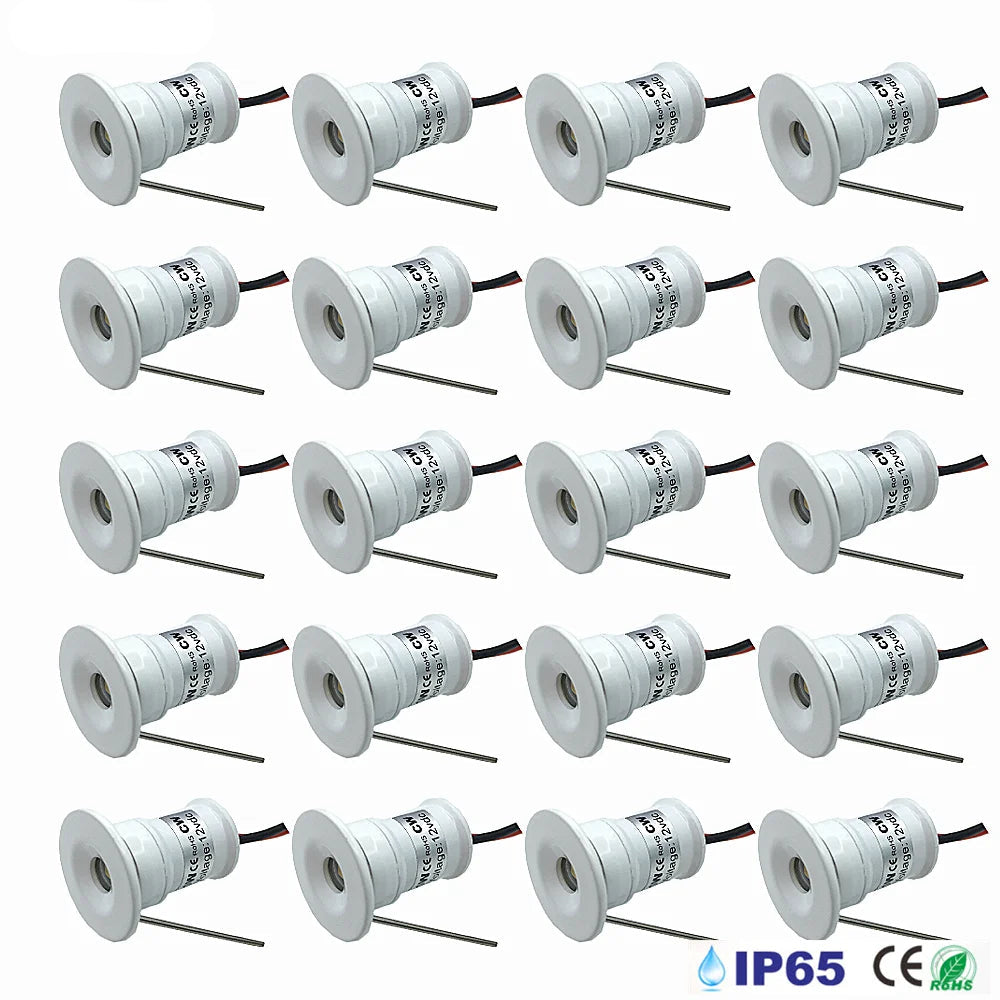 1W DC 12V Mini LED Recessed Spotlight IP65 D20mm 15mm Cutout 30° 120° Dimmable 6-Color