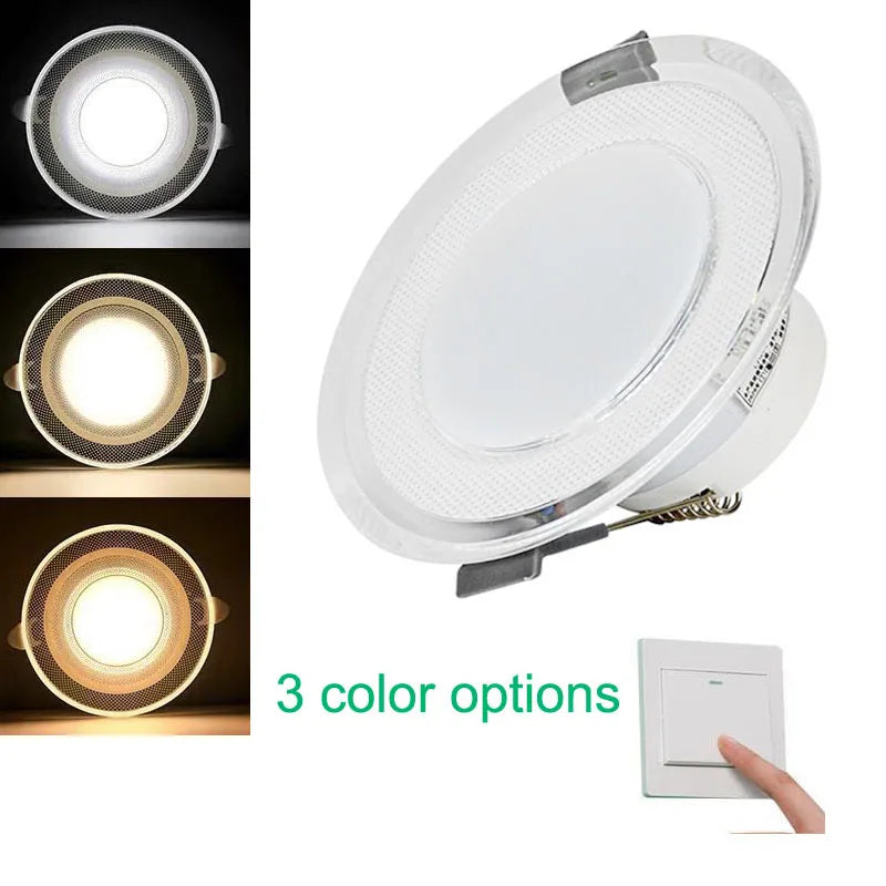 3-Color Switchable LED Recessed Downlight 5W 7W 9W Acrylic CRI 85+ IP52 AC 85-265V