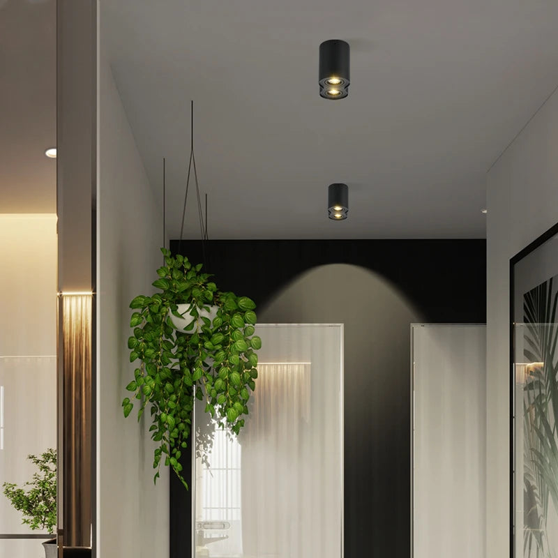 Double GU10 COB Epistar LED Surface Downlight 20W 24W CRI 85+ 25° Dimmable AC 85-265V Black