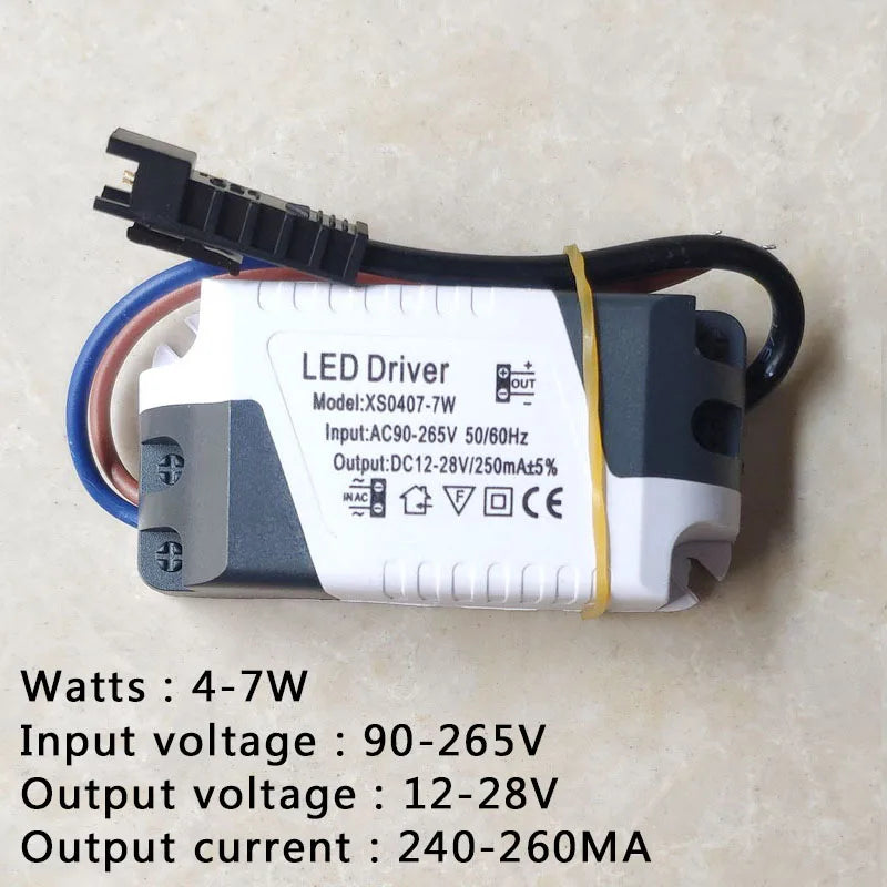 Constant Current LED Driver 240-300mA 3W-50W SM Plug AC 90-265V Short Circuit Protection