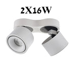 Foldable 360° Rotatable Dimmable COB LED Surface Downlight 7W-16W Double-Head to 32W Black