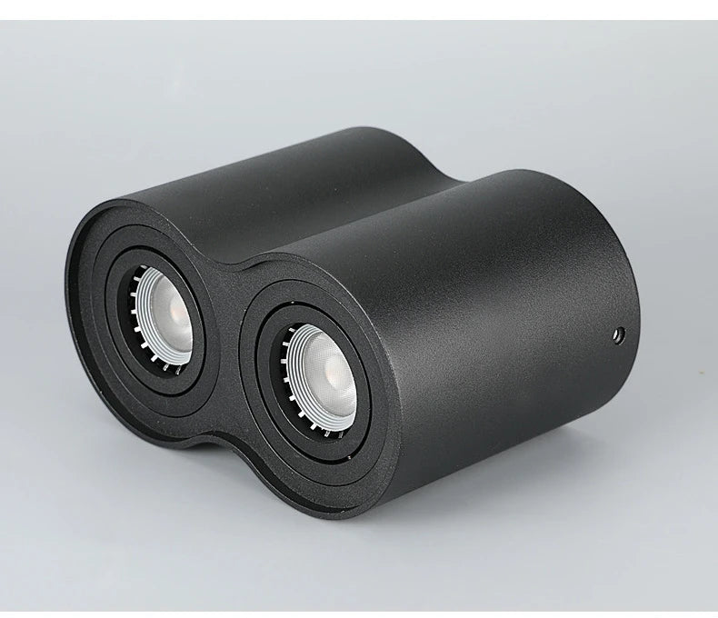 Double GU10 COB Epistar LED Surface Downlight 20W 24W CRI 85+ 25° Dimmable AC 85-265V Black