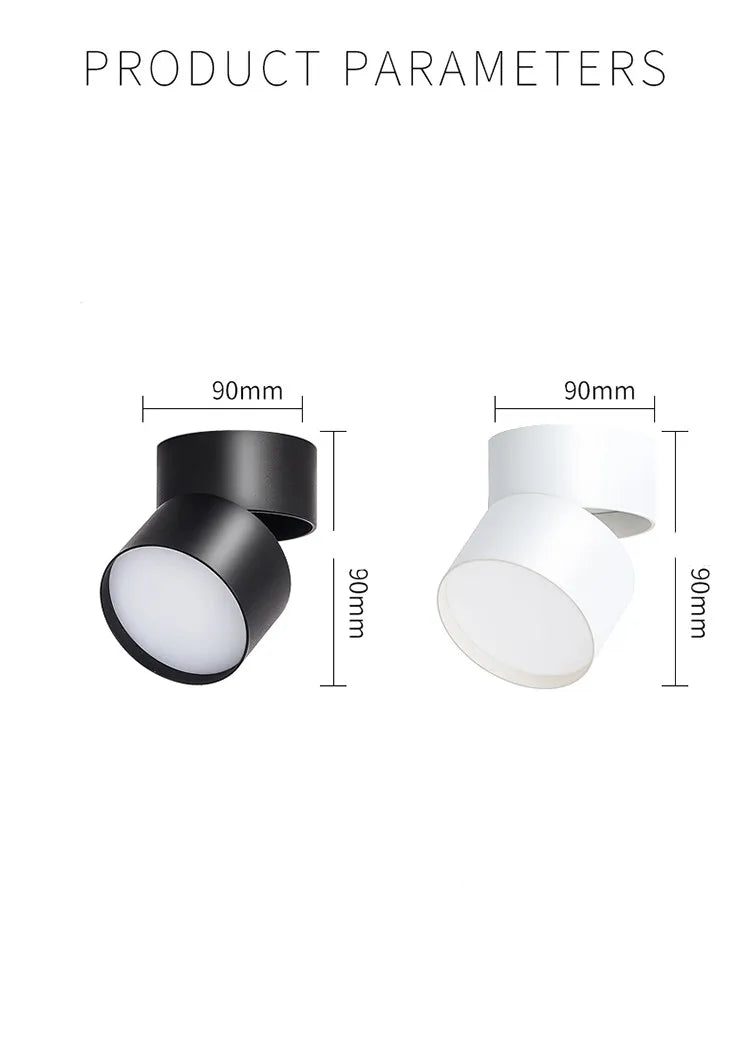 Dimmable Surface Mounted LED Ceiling Spotlight 9W 12W 15W 30-Degree Frosted 90-260V