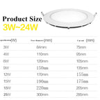 Ultra-Thin 12mm LED Recessed Panel Downlight 3W 4W 6W 9W 12W 15W 25W 120° PF97% 85-265V
