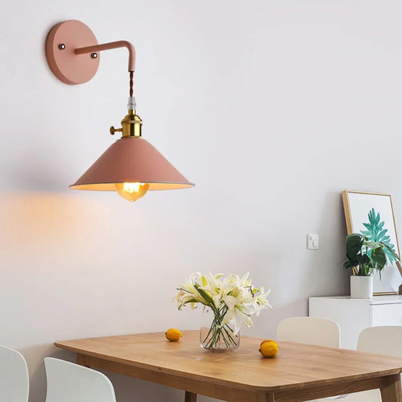 Nordic Macaron E26 E27 Wall Lamp Iron 5 Colors Downward Light AC 85-265V Bedroom Living Room