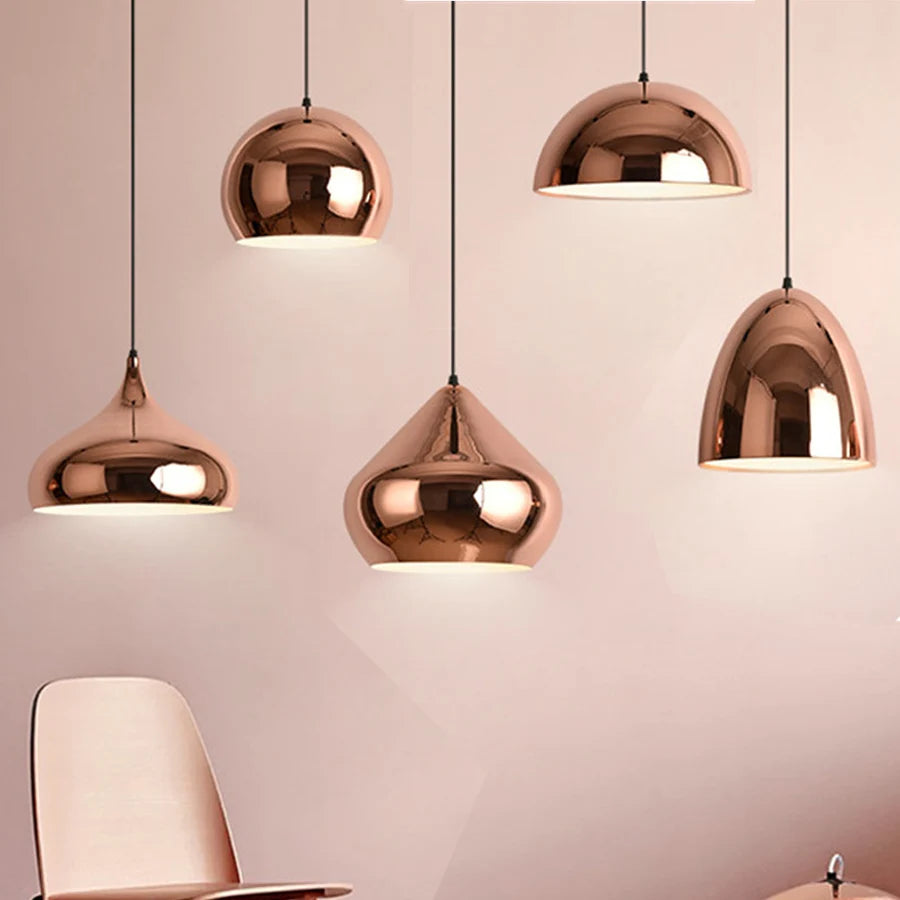 Nordic Rose Gold Globe Pendant Light Ceiling Fixture