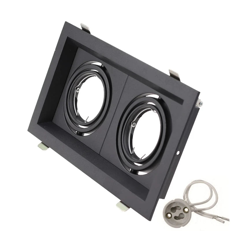 Square GU10 MR16 Recessed Downlight Frame Bracket Single Double Triple Ring Adjustable