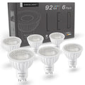 GU10 LED PAR16 Reflector Bulb 6W 500lm CRI 92 38 60 or 100 Degree Beam Angle AC 100-240V Halogen Replacement 6 Pack