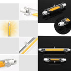 R7S COB LED Glass Tube Bulb 15W-50W 78mm 118mm 360° AC 110-220V Warm Neutral Cool White