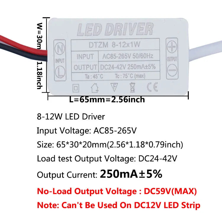 Isolated Constant Current LED Driver 280-300mA 1-3W to 25-36W AC 85-265V Aishi IC OVP