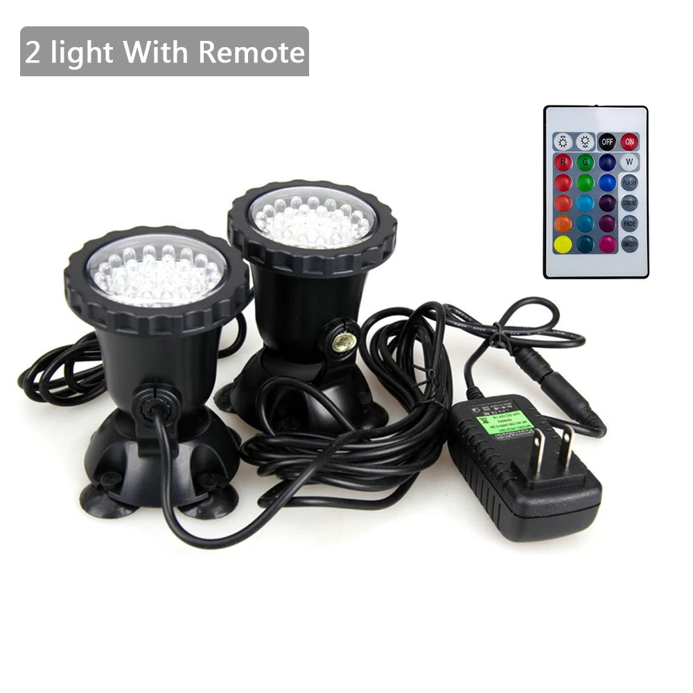 RGB LED Underwater Light 36 LEDs 4.8W IP68 7cm Suction Cup AC 100-240V Aquarium Pool Pond