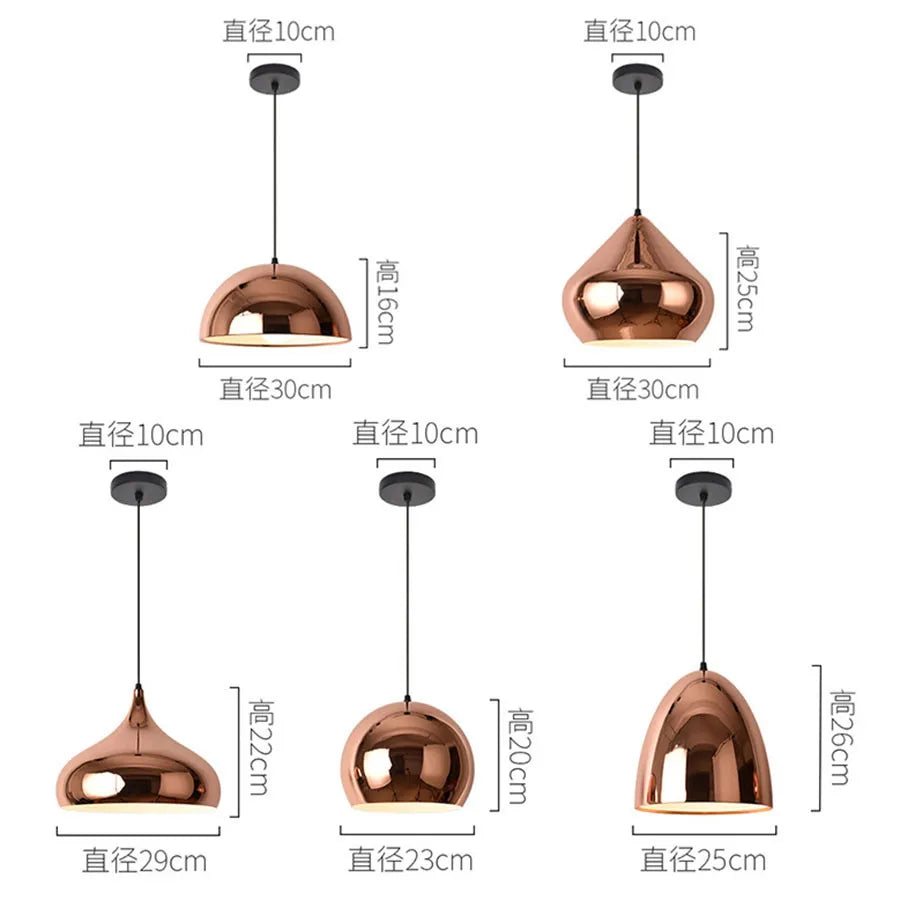Nordic Rose Gold Globe Pendant Light Ceiling Fixture