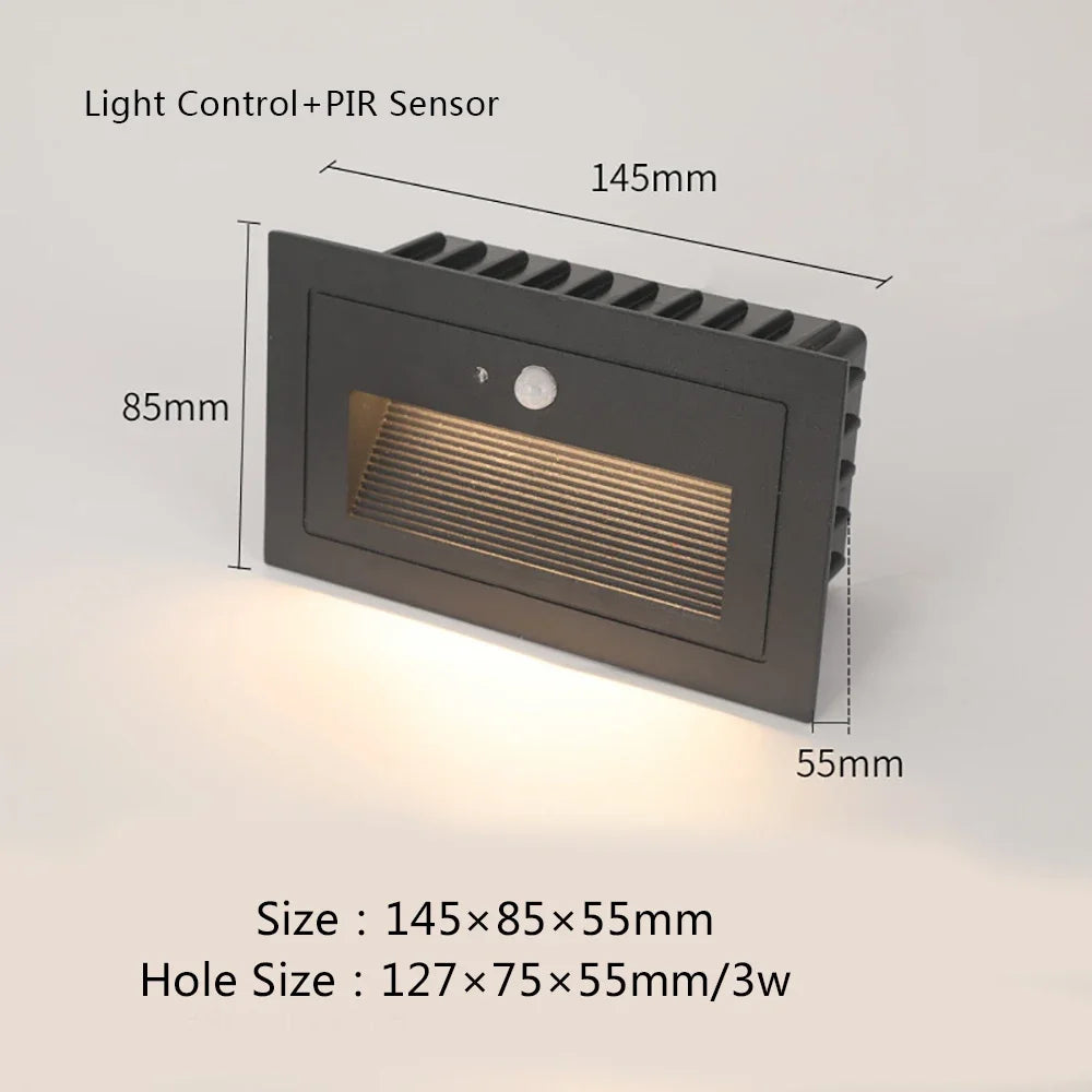 IP65 LED Outdoor Step Wall Light PIR Sensor or Switch Control Die Cast Aluminum Warm White Cool White AC 85-265V or DC 12-24V Black White