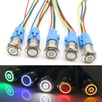 LED Illuminated Metal Push Button Switch 16mm 19mm 22mm 5A Momentary Latching 3-220V 5 Colors