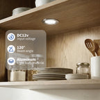 3W DC 12V Mini LED Recessed Spotlight D68mm 55mm Cutout 120° CRI 80+ Silver Aluminum