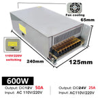AC 110-220V to DC 12V 24V Power Supply 5A 10A 20A 40A LED Strip Indoor Aluminum Constant Voltage