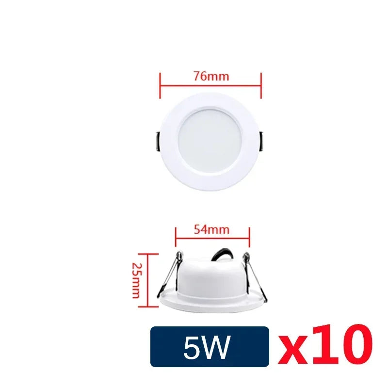 10-Pack LED Recessed Downlight 5W 9W 12W 15W 18W Epistar DC12V DC24V AC110-240V 120°