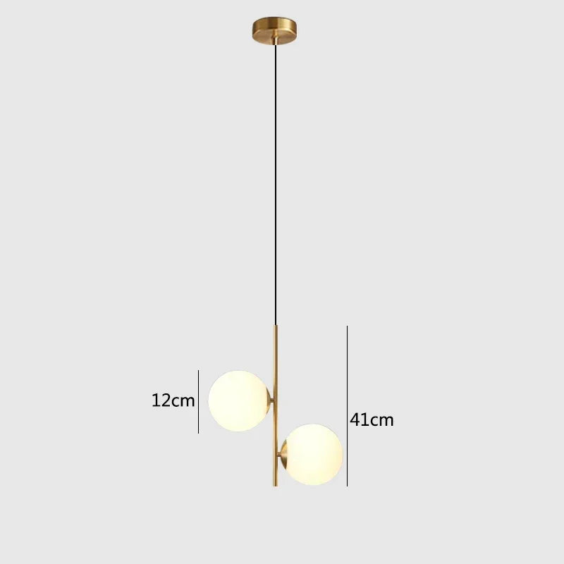 Nordic Glass Ball LED Pendant Chandelier 2 or 3 Heads G4 12cm Ball Black Gold AC 85-265V