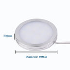 USB 5V Ultra Thin LED Cabinet Spotlight 10W 5730 LED Aluminum Surface Mount 60mm Round Warm White Cool White Indoor RV Caravan