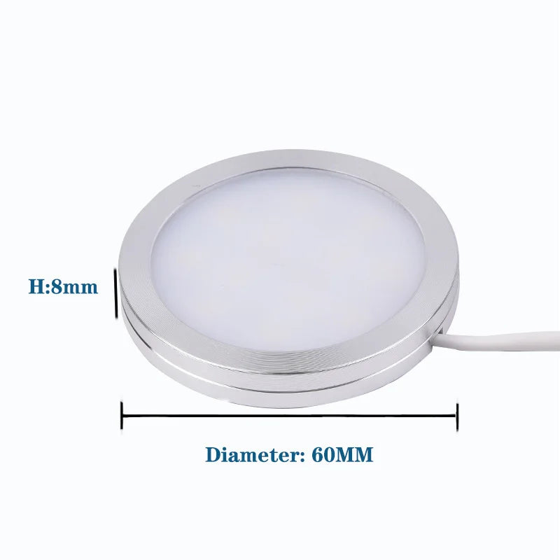 USB 5V Ultra Thin LED Cabinet Spotlight 10W 5730 LED Aluminum Surface Mount 60mm Round Warm White Cool White Indoor RV Caravan