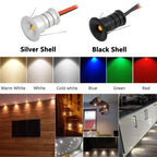 IP65 Mini LED Recessed Spotlight 0.5W DC 12V 50lm 30 or 120 Degree 10mm Cutout Dimmable Aluminum Silver Black Warm White Natural White Cool White