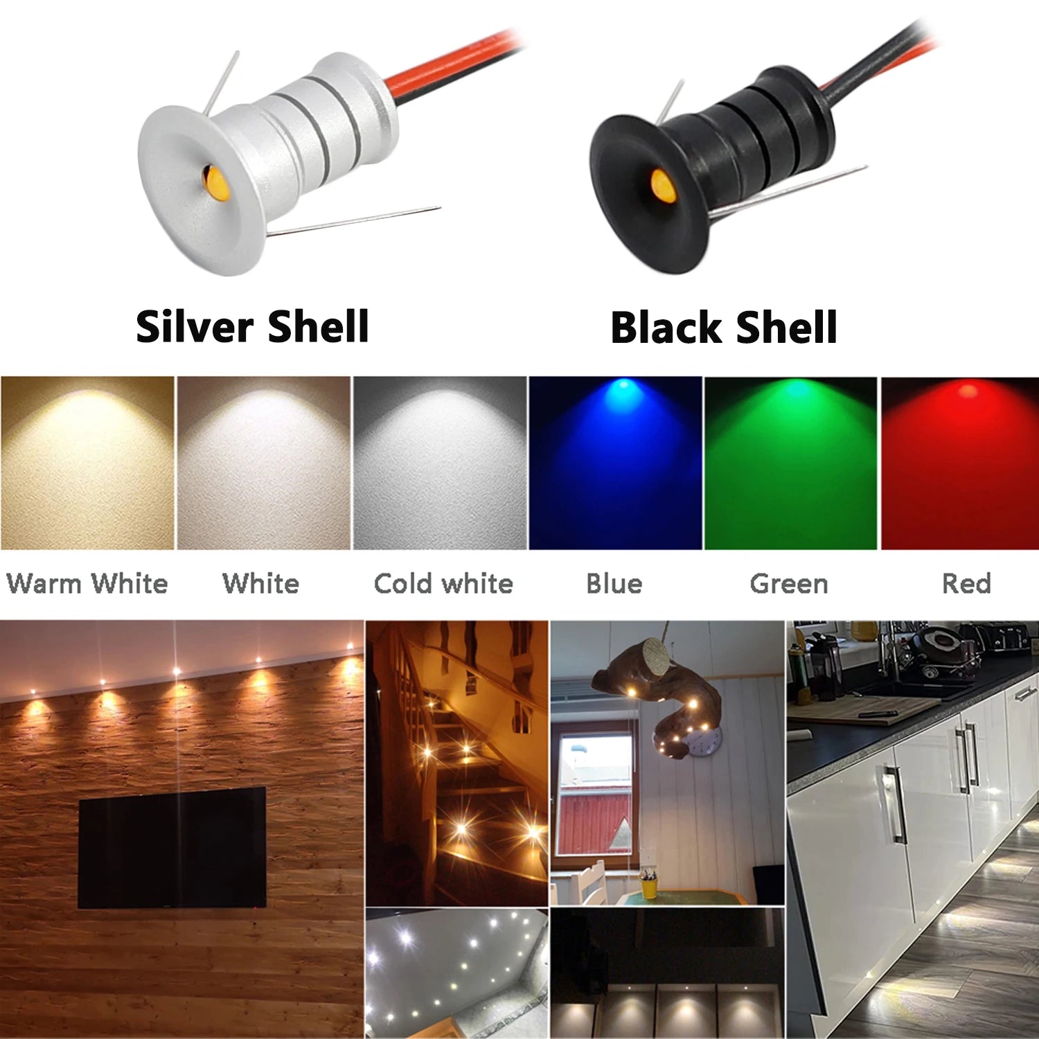IP65 Mini LED Recessed Spotlight 0.5W DC 12V 50lm 30 or 120 Degree 10mm Cutout Dimmable Aluminum Silver Black Warm White Natural White Cool White