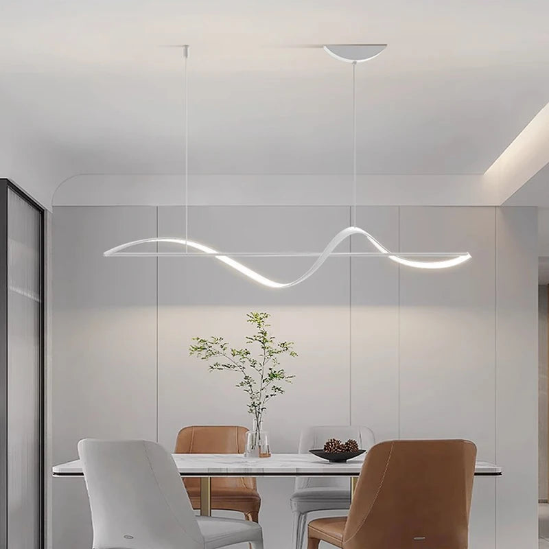 Modern Linear LED Pendant Chandelier 40W 60W 75W 120-160cm Black White Gold AC 110-265V