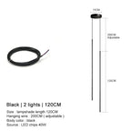 Modern Linear LED Chandelier Pendant Light 3 Head Black Brushed Aluminum Adjustable Wire Dining Room Kitchen Island