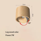 Wood Grain COB LED Surface Mounted Ceiling Spotlight 7W 12W 90 Degree Adjustable Aluminum AC 85-265V Walnut Log Wood 3000K 4000K 6000K