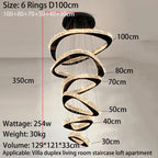 Modern Crystal LED Chandelier Stainless Steel Polished Cord Pendant Remote Control Dimmable AC 90-265V Villa Living Room Staircase