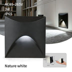 3W LED Recessed Step Light Square Round Black White AC 90-260V Anti-Glare Stair Wall