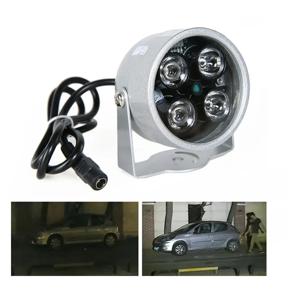 4-Array IR LED Illuminator CCTV Night Vision 10-40m Auto Sensor DC 12V Waterproof 60x55x75mm