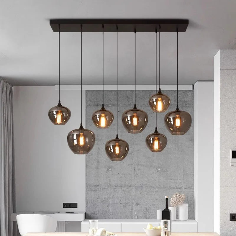 Modern Multi-Head Glass Pendant Chandelier 3 6 8 10 12 Heads 21-114W Dimmable AC 90-265V
