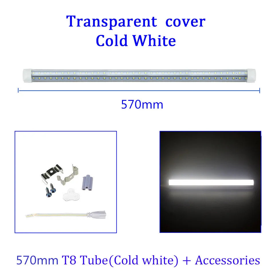 T8 LED Tube 20W 57cm 270-Degree V-Shape Epistar SMD2835 Clear Milky 110-220V Warm Cool White