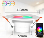 Smart RGB LED Recessed Downlight 10W 15W Bluetooth App Voice Wall Switch Dimmable 16 Colors 2700K to 6500K AC 85-265V Ceiling Spot