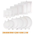 Ultra-Thin LED Recessed Panel Downlight 3W 4W 6W 9W 12W 15W 25W Dimmable 85-265V