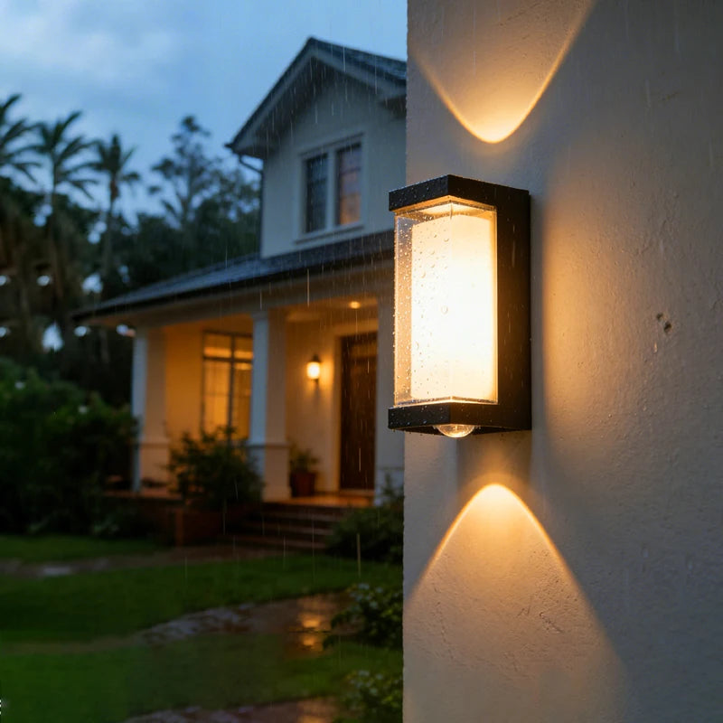 IP65 Waterproof LED Outdoor Wall Sconce 12W Warm White 3000K ABS AC 85-265V Porch Courtyard Garden Black White