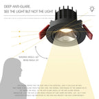 Dimmable Anti-Glare Adjustable Beam COB LED Recessed Downlight 7W 12W CRI 90+ 85-265V