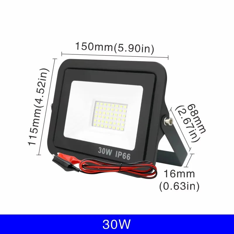 DC 12V LED Flood Light 20W 30W 50W 100W IP66 Aluminum Outdoor Portable Spotlight CE