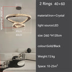 Modern Crystal LED Chandelier Stainless Steel Polished Cord Pendant Remote Control Dimmable AC 90-265V Villa Living Room Staircase