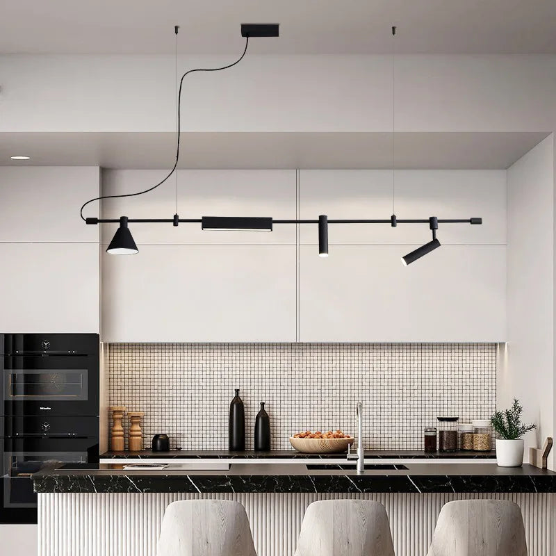 Nordic Designer LED Chandelier Pendant Light Black Iron Flush Mount Dining Room Kitchen Bar Table AC 90-260V