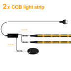COB LED Strip Kit 8mm Black PCB 100-300cm Touch Dimmer Through-Wood AC 100-240V DC 12V