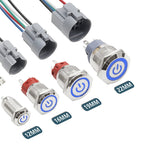 IP65 Waterproof Metal Push Button Switch 12mm 16mm 19mm 22mm 3A Copper LED Indicator 12V 24V Momentary Flat Circular Panel Mount