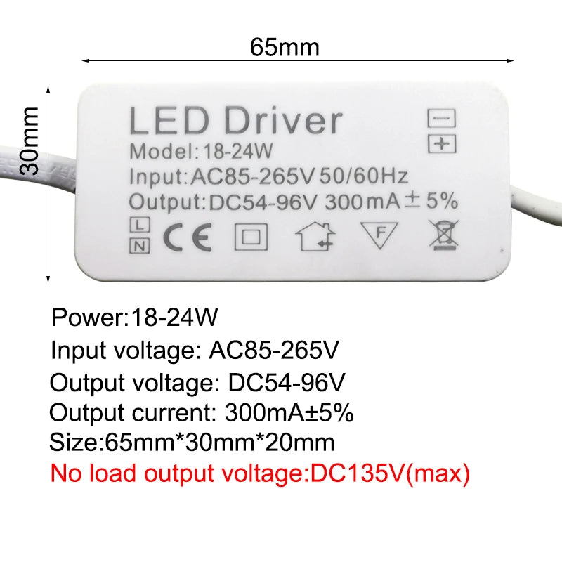 Constant Current LED Driver 300mA 350mA 1-3W to 25-36W AC 85-265V OVP Overload Protection