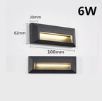 6W 9W 12W IP65 LED Wall Lamp Black Aluminum Tempered Glass AC 85-265V DC 12V Warm Cool White