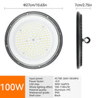 UFO LED High Bay Light 100W 150W 200W SMD2835 IP66 110-120lm/W 6000K AC 110-265V Warehouse