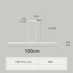Nordic Long LED Pendant Light Iron 80cm 100cm 120cm 150cm Black White Kitchen Island 90-260V